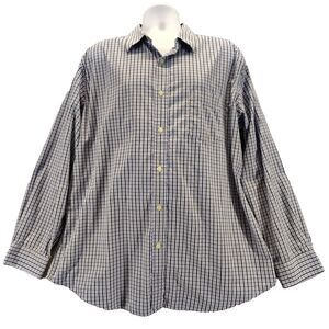 Croft & Barrow Men Sz XL Button Up Shirt Easy Care Navy Blue Light Blue Plaid
